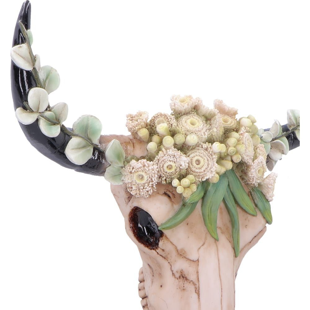 Floral Crown Bull Skull Ornament 27.5cm | Gothic Floral Décor | Nemesis Now