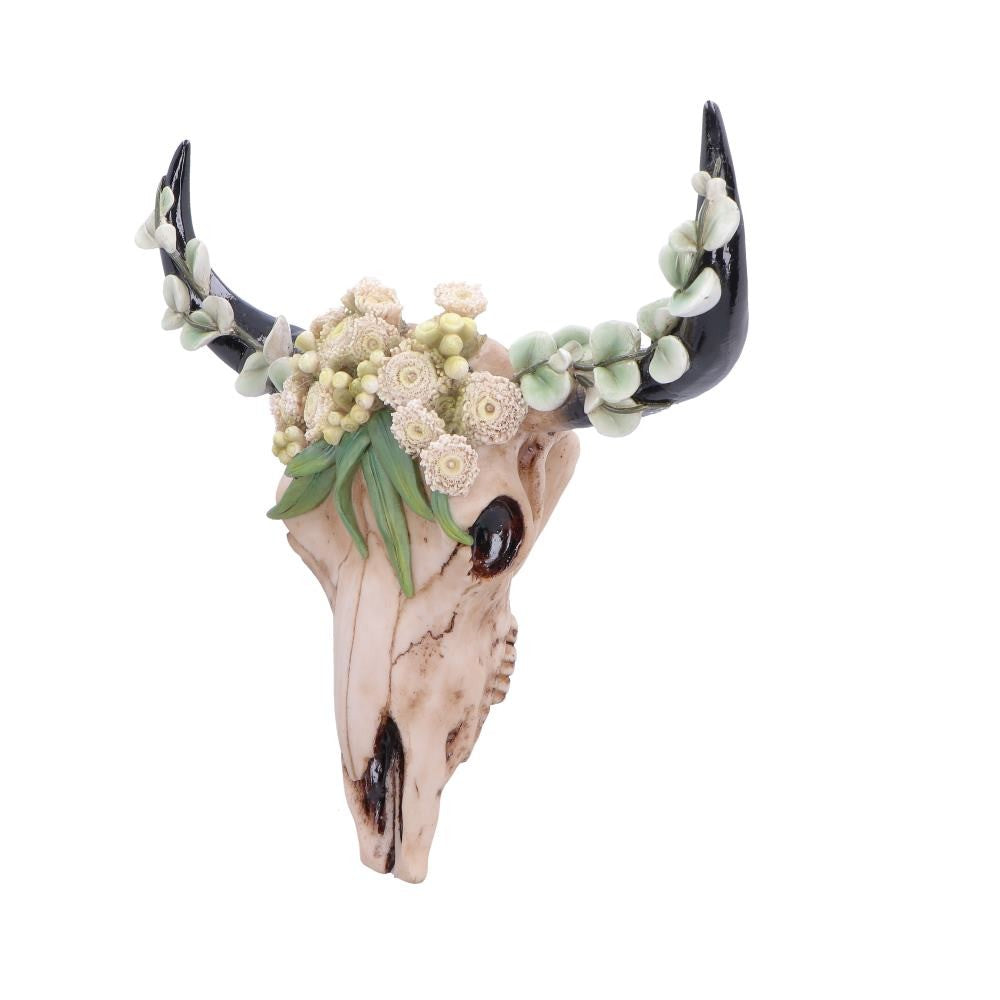 Floral Crown Bull Skull Ornament 27.5cm | Gothic Floral Décor | Nemesis Now