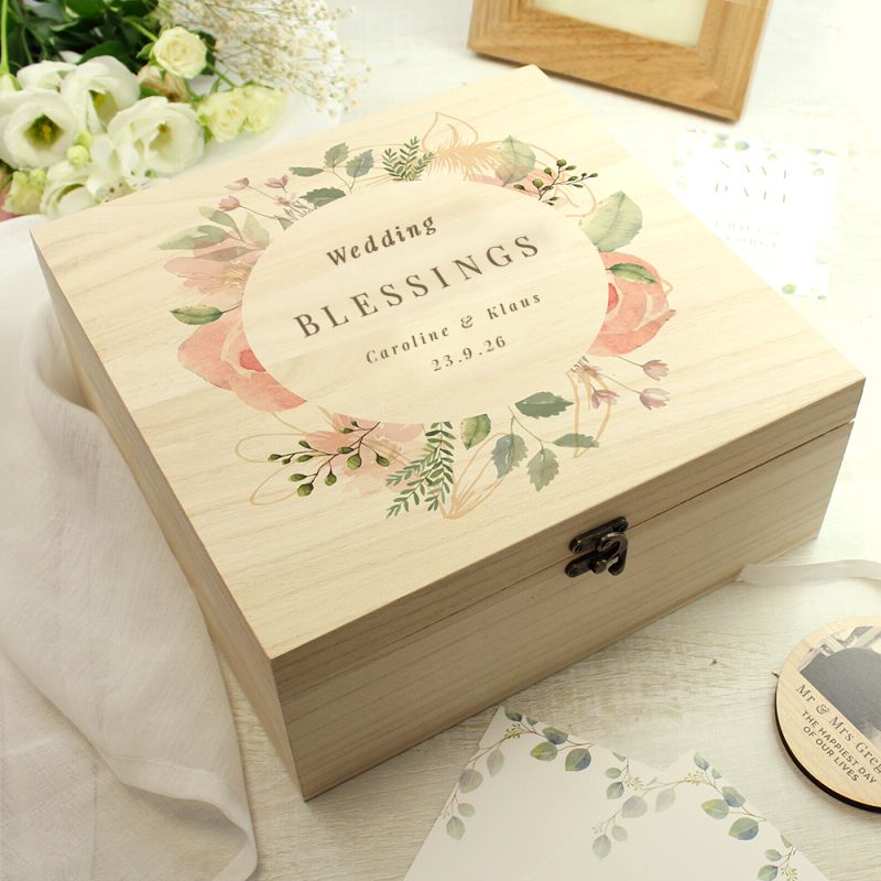 Floral Watercolour Wooden Keepsake Box | Personalised