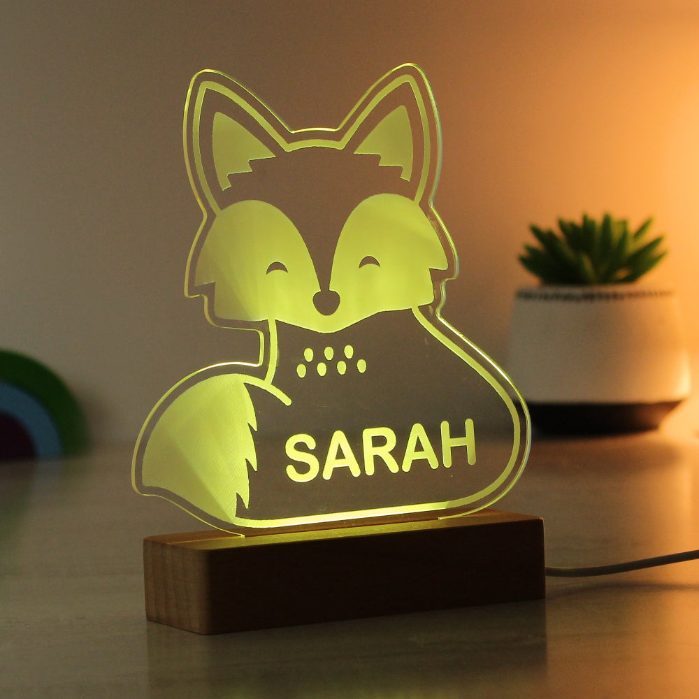 Fox Wooden Based LED Light | Personalised