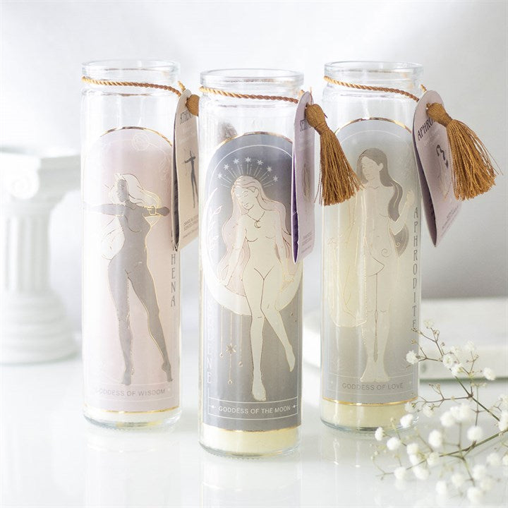 Eleanoras Aphrodite Goddess Tube Candle with Rose Quartz Crystals 