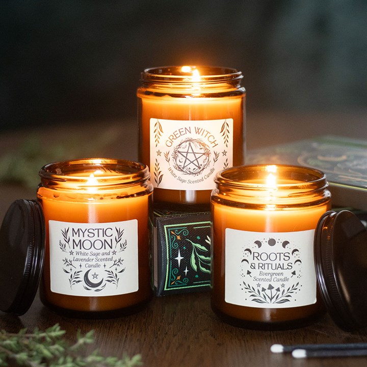 Roots & Rituals Amber Glass Candle - Evergreen