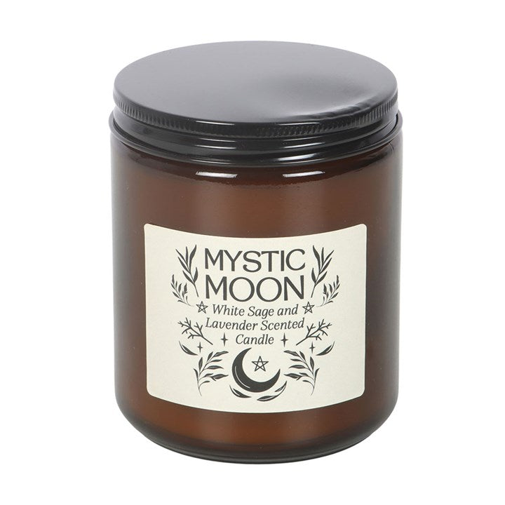 Mystic Moon Amber Glass Candle - Sage & Lavender