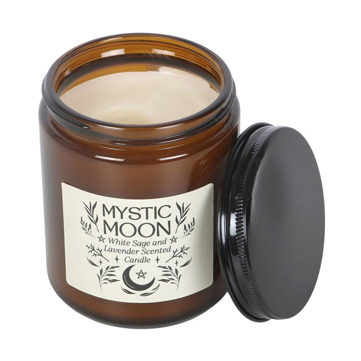 Mystic Moon Amber Glass Candle - Sage & Lavender