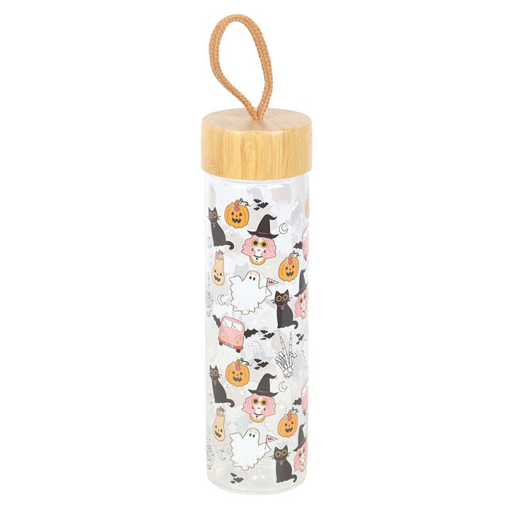 Eleanoras Groovy Ghost Print Glass Water Bottle 