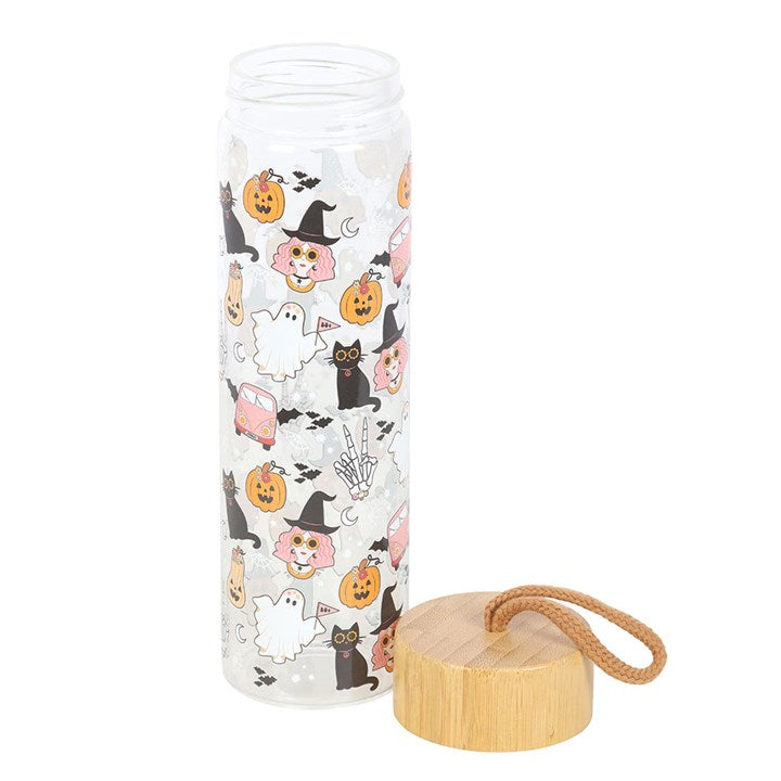 Eleanoras Groovy Ghost Print Glass Water Bottle 