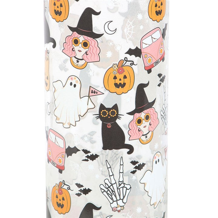 Eleanoras Groovy Ghost Print Glass Water Bottle 