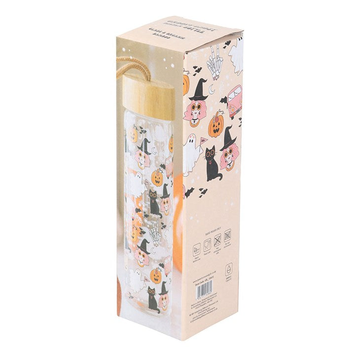 Eleanoras Groovy Ghost Print Glass Water Bottle 