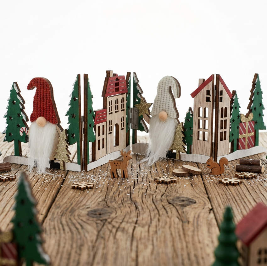 Gonk Village Scene Christmas Decoration