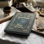 Decorative book titled 'The Encyclopedia of Potion Making' on a table with vintage items.