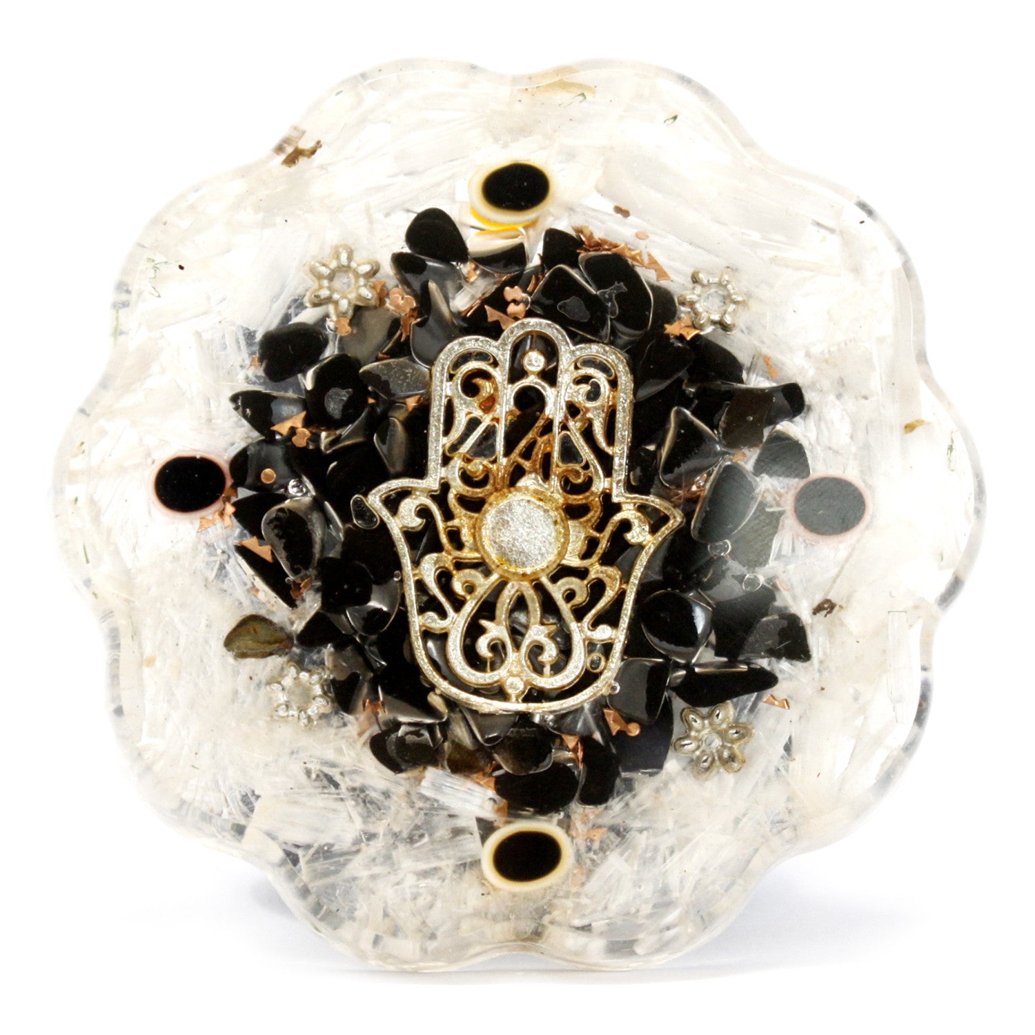 Hamsa & Selenite Orgonite Desk Power Pack – Medium