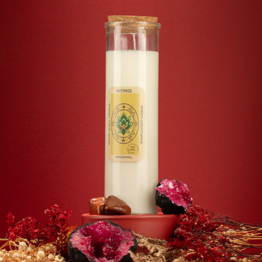 Happiness Magic Spell Candle | Moroccan Rose & Aventurine