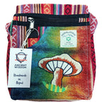 Orange Mushrooms Hemp Embroidery Mushroom Bag