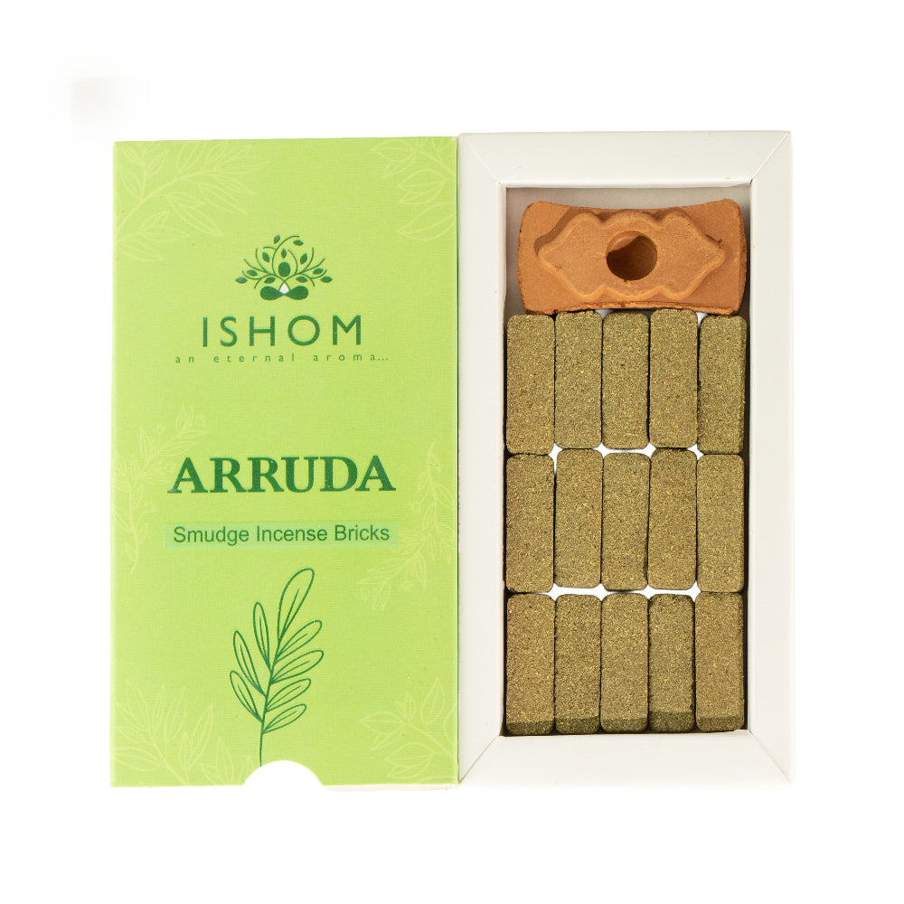 Pack of 15 Natural Incense Smudge Bricks and Burner - Arruda