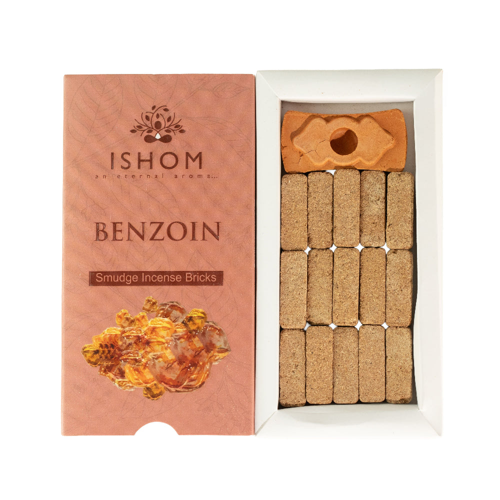 Pack of 15 Natural Incense Smudge Bricks and Burner - Benzion