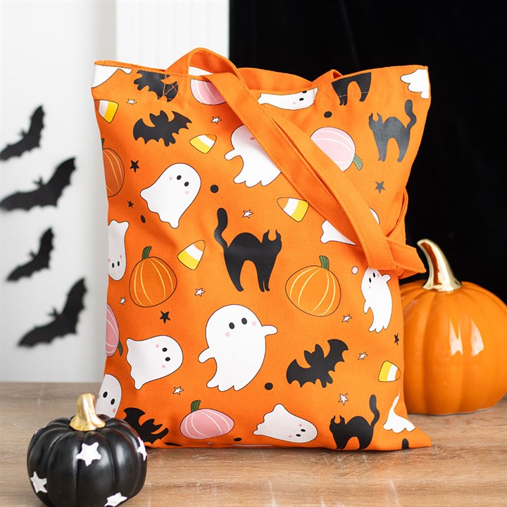 Eleanoras Sweet and Spooky Ghost Print Polycotton Tote Bag 