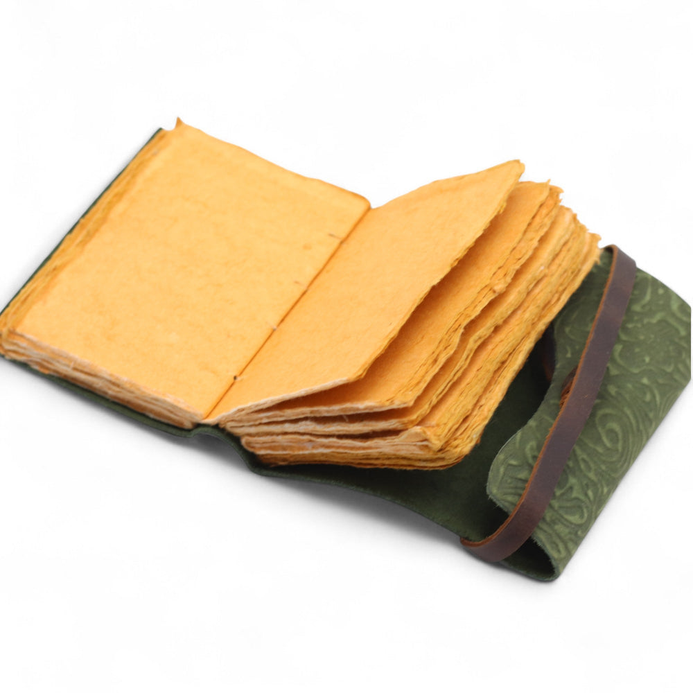 Green Maze Deckle-Edge Leather Notebook