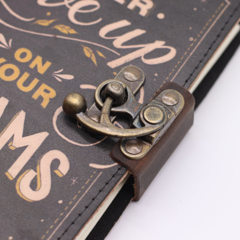 Never Give Up On Your Dreams Leather Printed Notebook