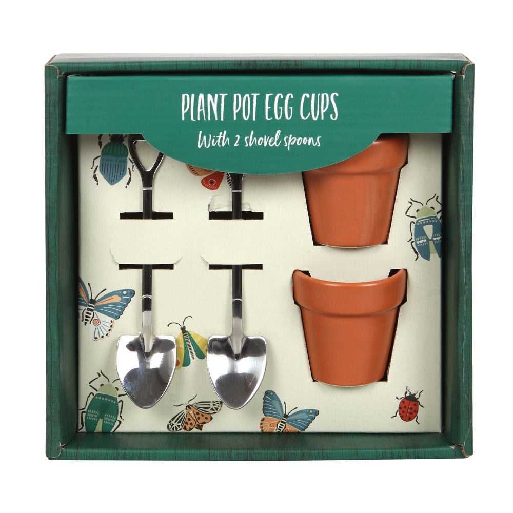Eleanoras Plant Pot Egg Cup Set With Shovel Spoons Cutlery