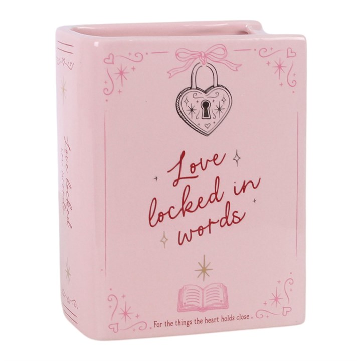 Love Locked in Words Ceramic Book-Shaped Vase