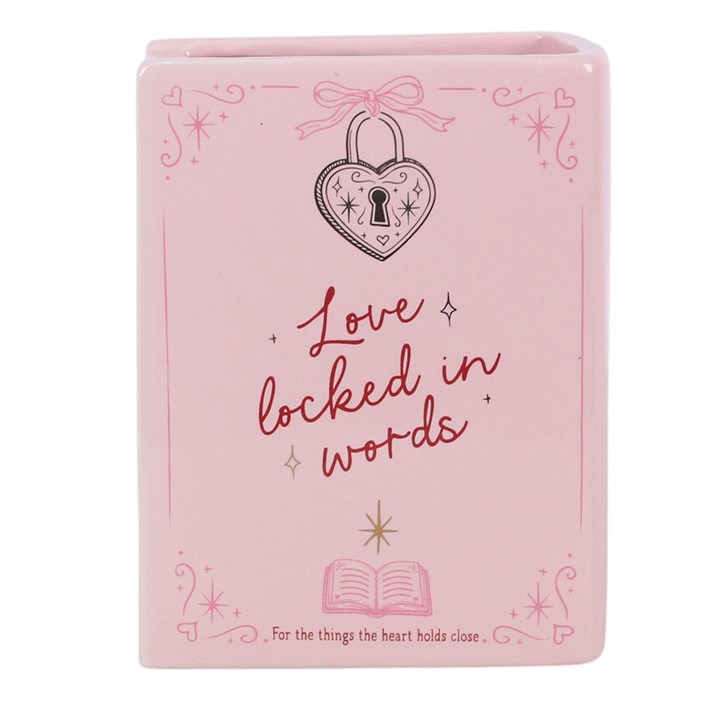 Love Locked in Words Ceramic Book-Shaped Vase