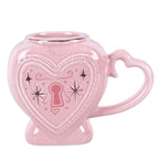 Pink Heart Locket Mug with Key Stirrer
