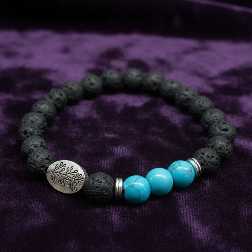 Leaf Turquoise Lava Stone Bracelet