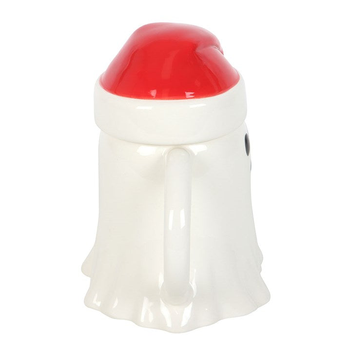 Eleanoras Ghost Shaped Mug with Santa Hat Lid Mugs