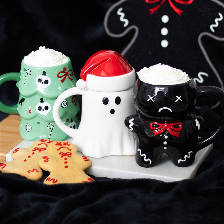 Eleanoras Ghost Shaped Mug with Santa Hat Lid Mugs