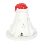 Eleanoras Ghost with Santa Hat Tealight and Incense Cone Holder 