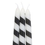 Eleanoras Set of 3 Black Candy Cane Taper Candles 
