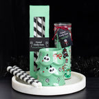 Eleanoras Set of 3 Black Candy Cane Taper Candles 