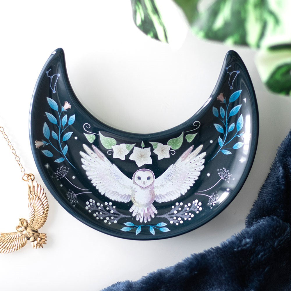 Eleanoras Crescent Moon Owl Trinket Dish Jewellery Storage