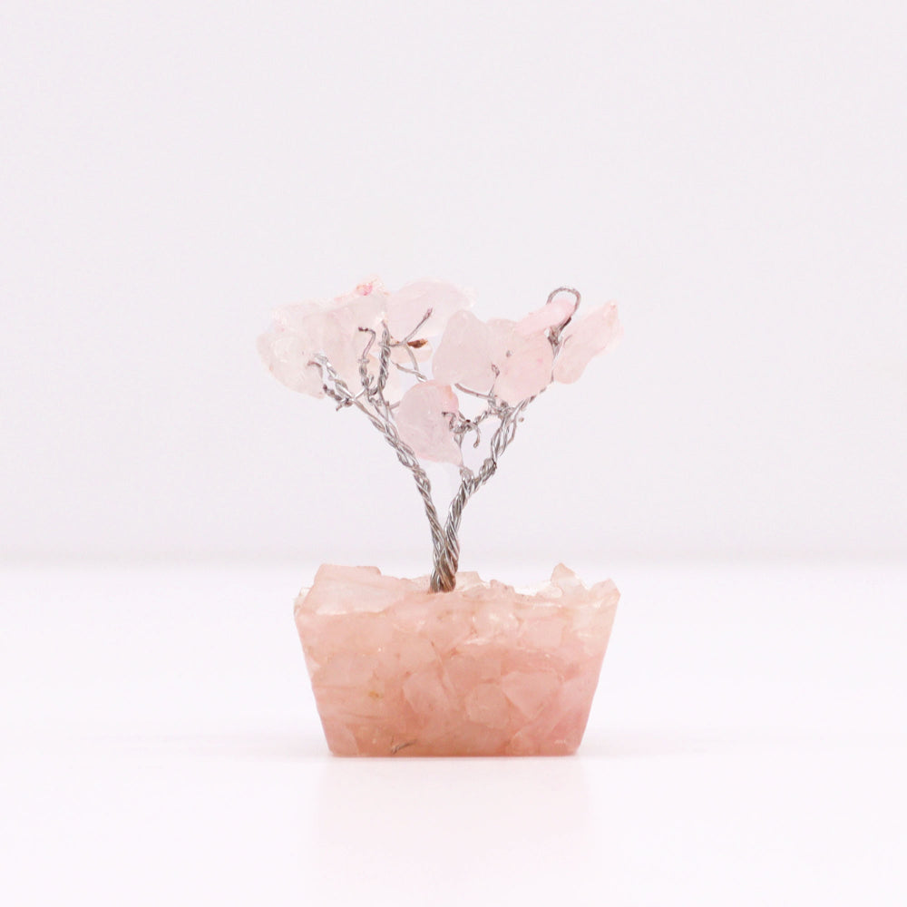 Mini Gemstone Tree On Orgonite Base- Rose Quartz ( 15 stones)