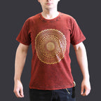 Mandala Stone Washed T-Shirt - Maroon - Small