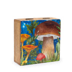 Teal Mushroom Medium  Enamelled Square Box