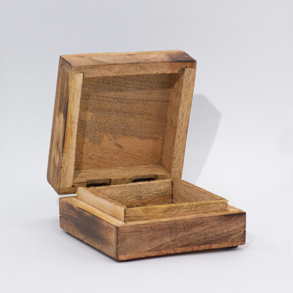 Teal Mushroom Medium  Enamelled Square Box