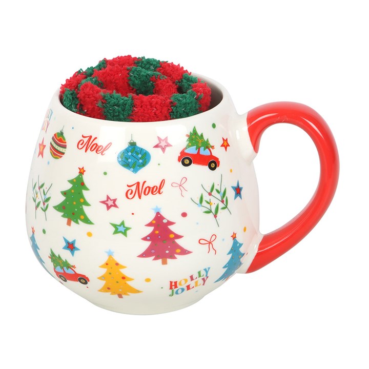 Eleanoras Nostalgic Christmas Print Mug and Socks Set 