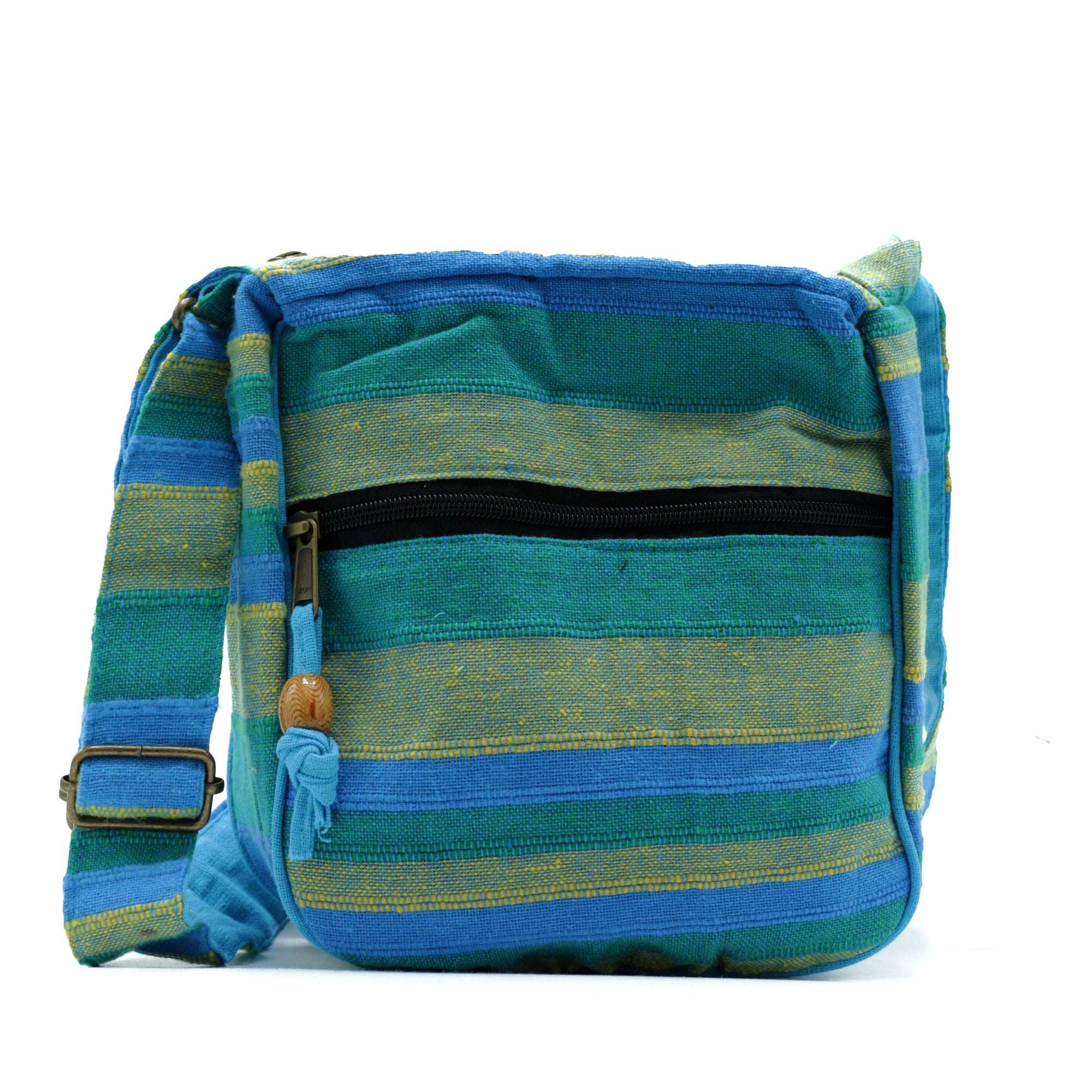 Nepal Sling Bag with Adjustable Strap Spring Meadows Green & Blue