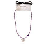 Nymph Amethyst Gemstone Necklace with Real Leaf Butterfly Pendant
