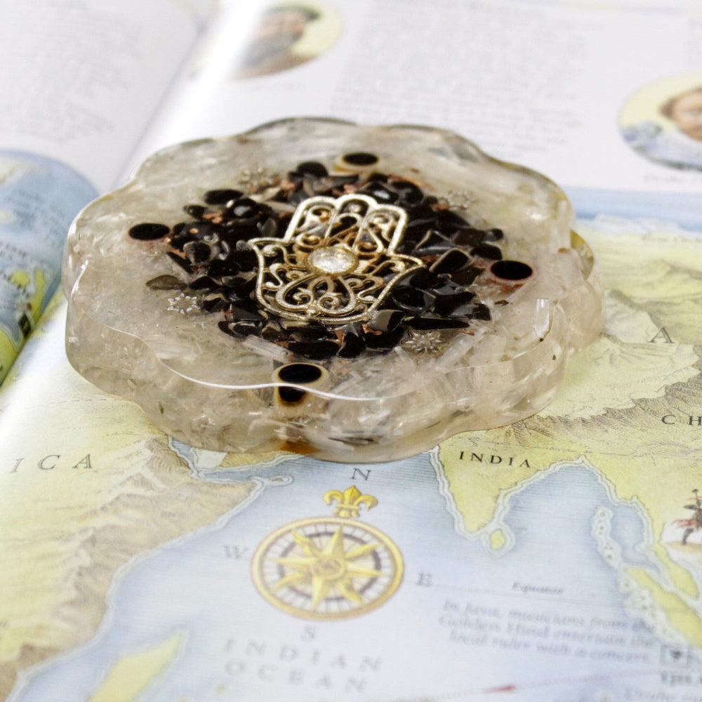 Hamsa & Selenite Orgonite Desk Power Pack – Medium