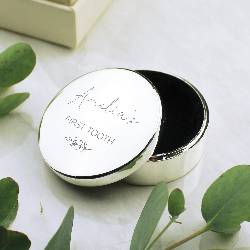 Eleanoras Personalised Botanical First Tooth/Curl Trinket Box 