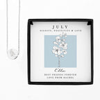 Personalised July Birth Flower Necklace and Box