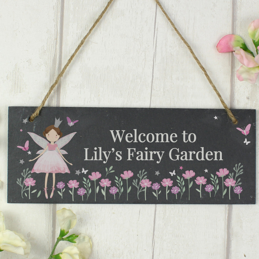 Eleanoras Personalised Fairy Princess Garden Hanging Slate Sign Signs & Plaques