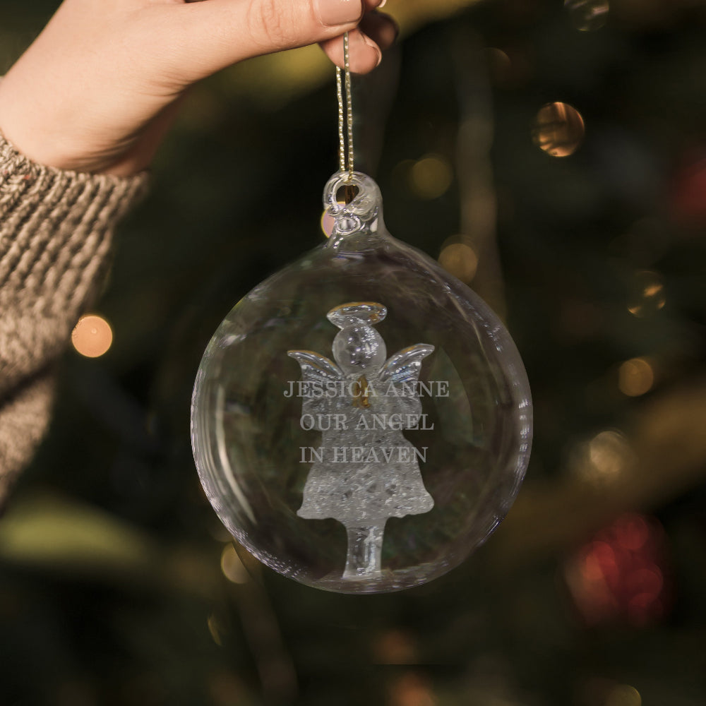 Glass Christmas Angel Bauble | Personalised