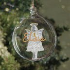 Gold Glitter Angel Glass Bauble | Personalised
