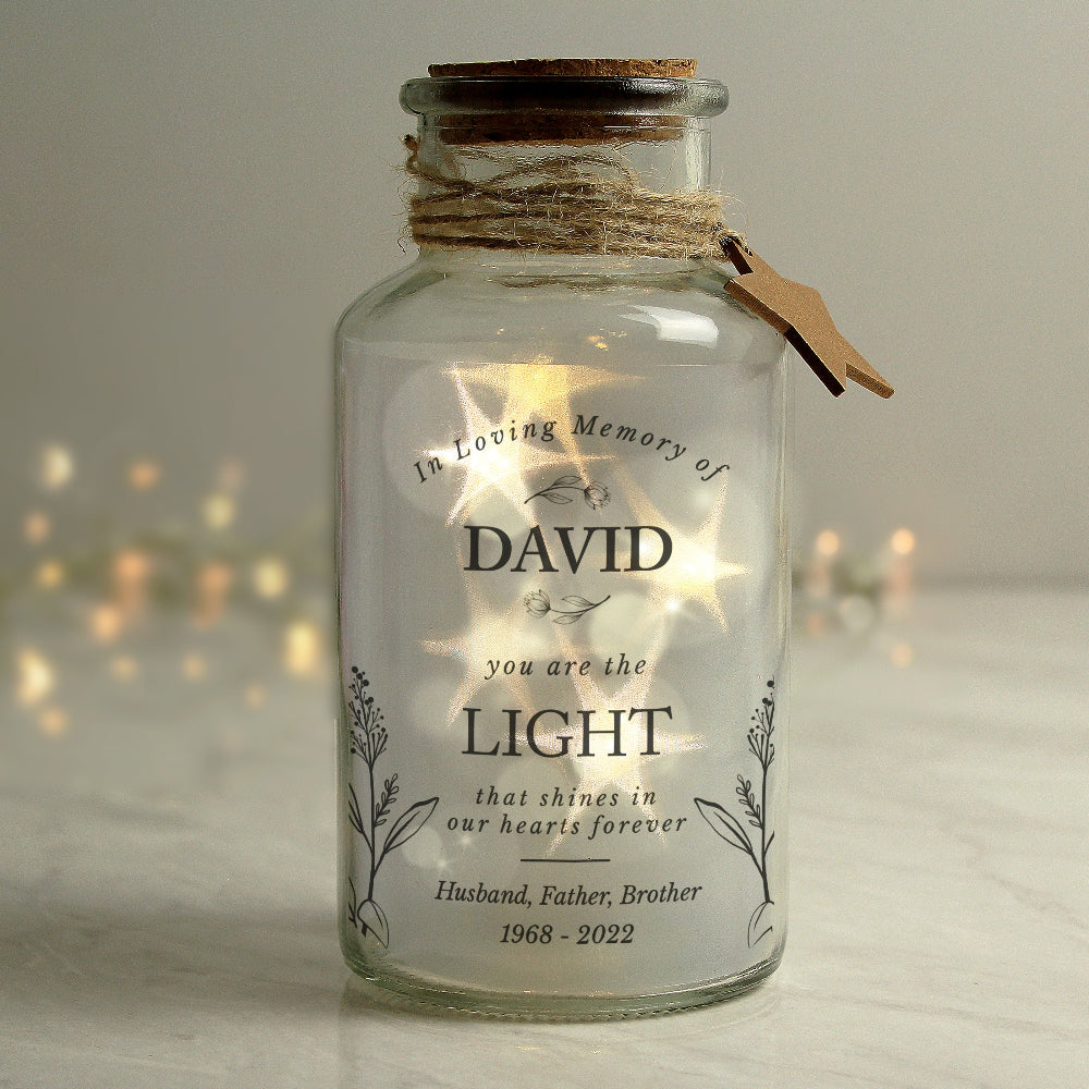 Eleanoras Personalised In Loving Memory LED Glass Jar Novelty Lights
