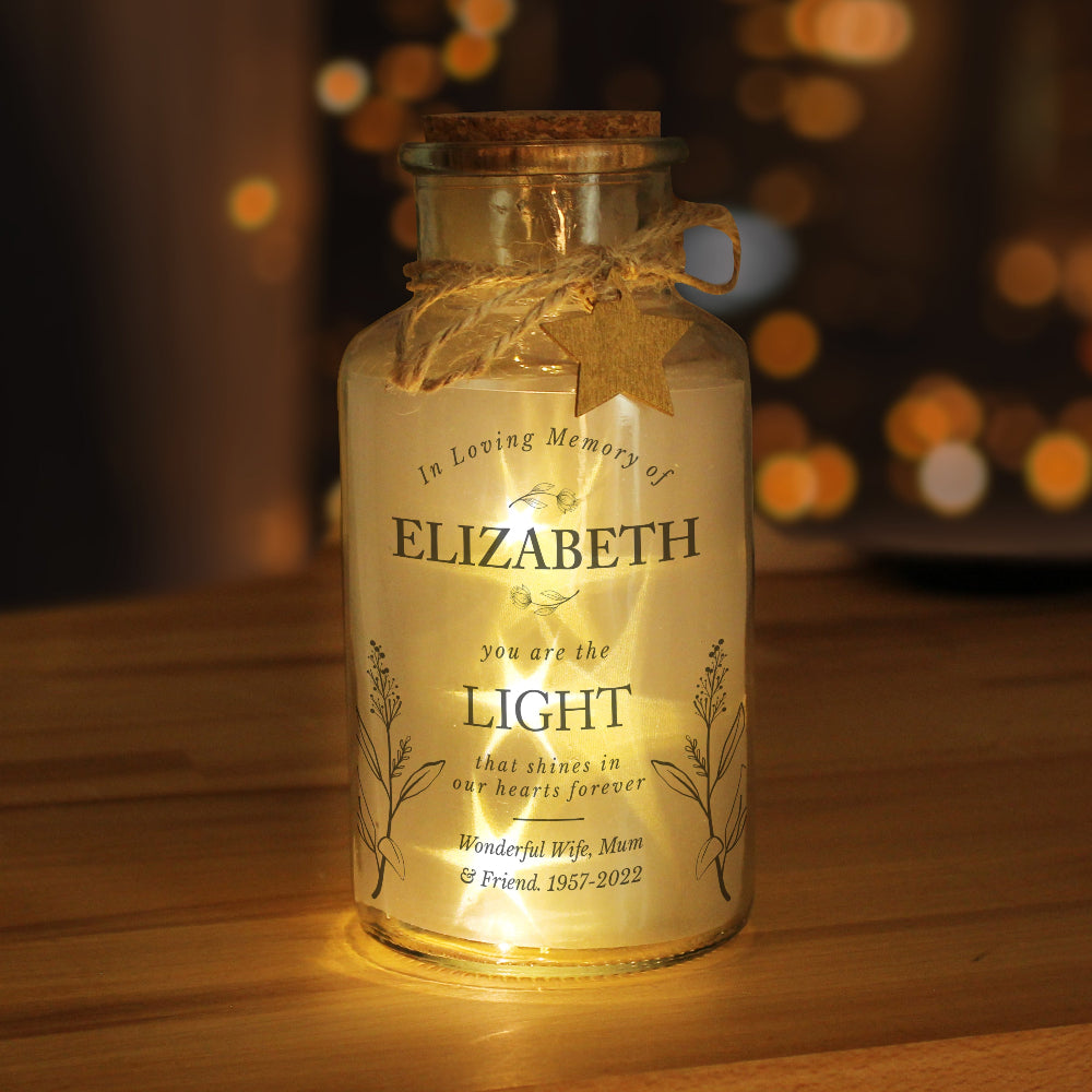 Eleanoras Personalised In Loving Memory LED Glass Jar Novelty Lights
