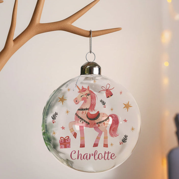 Unicorn Glass Bauble | Personalised