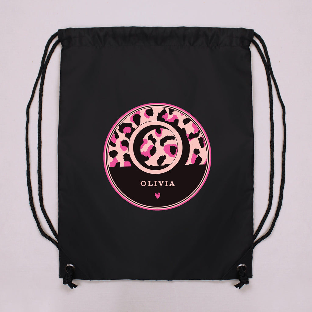 Eleanoras Personalised Leopard Print Black Kit Bag Swim / Kit Bags